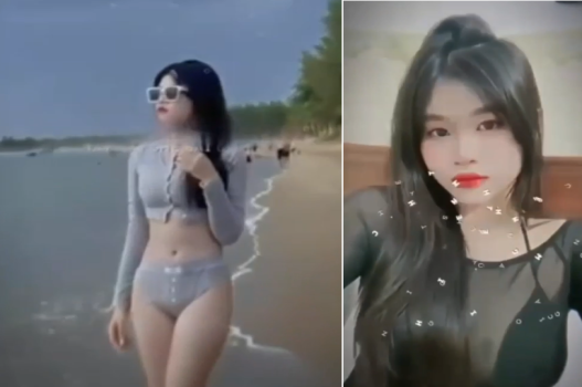 Kim Anh đi tắm biển bị cuốn vào cuộc vui phấn khích